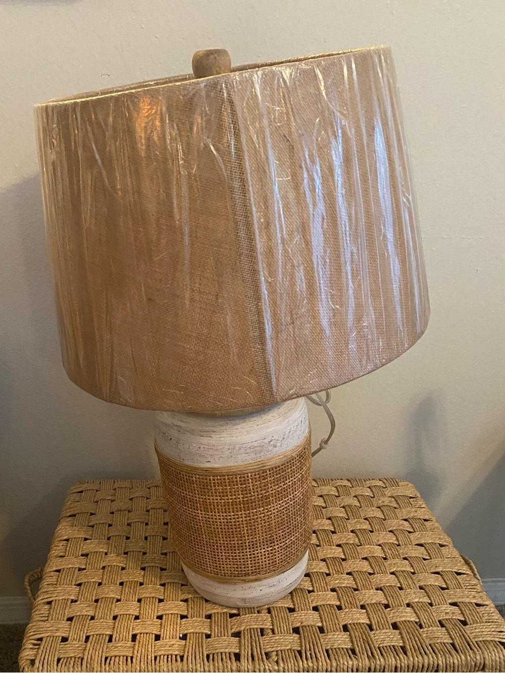 Pier 1. Neutral Tan Table Lamp with Woven Accents. Set of 2. NWT. India.